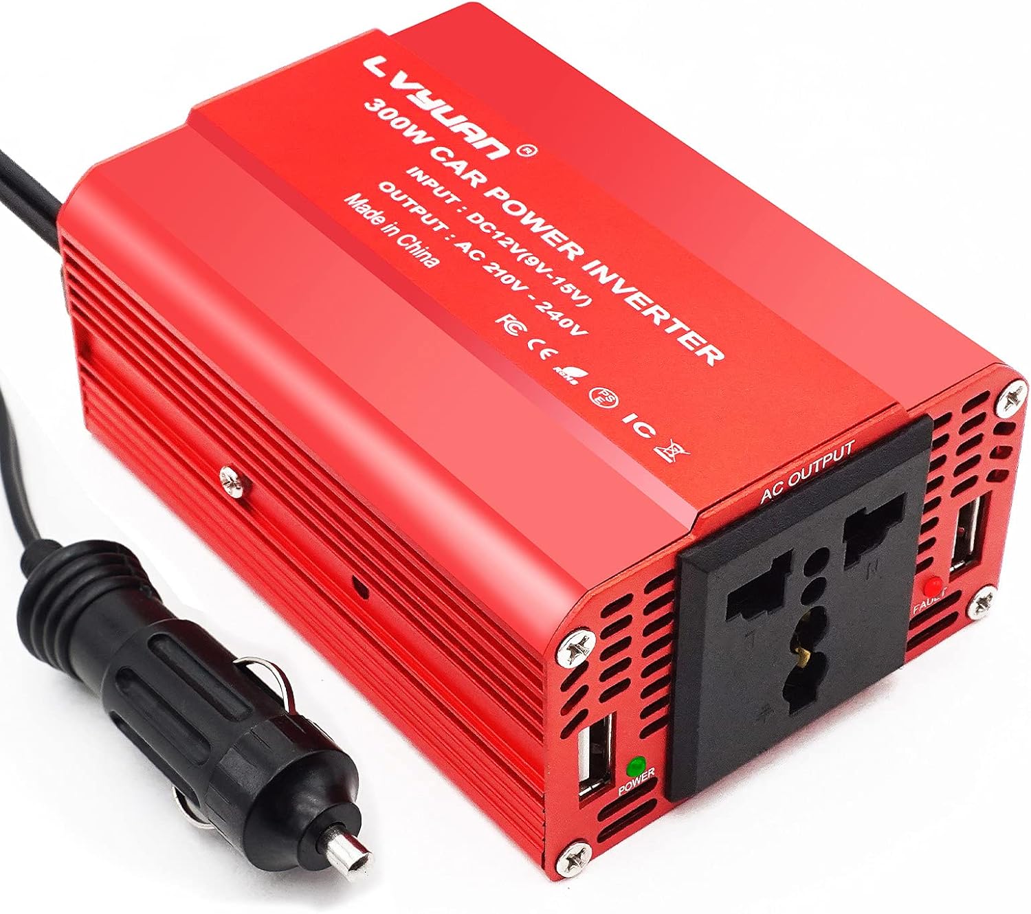 Detalle de Cantonape 300W Car Power Inverter 12V to 230/240V with Dual USB Ports