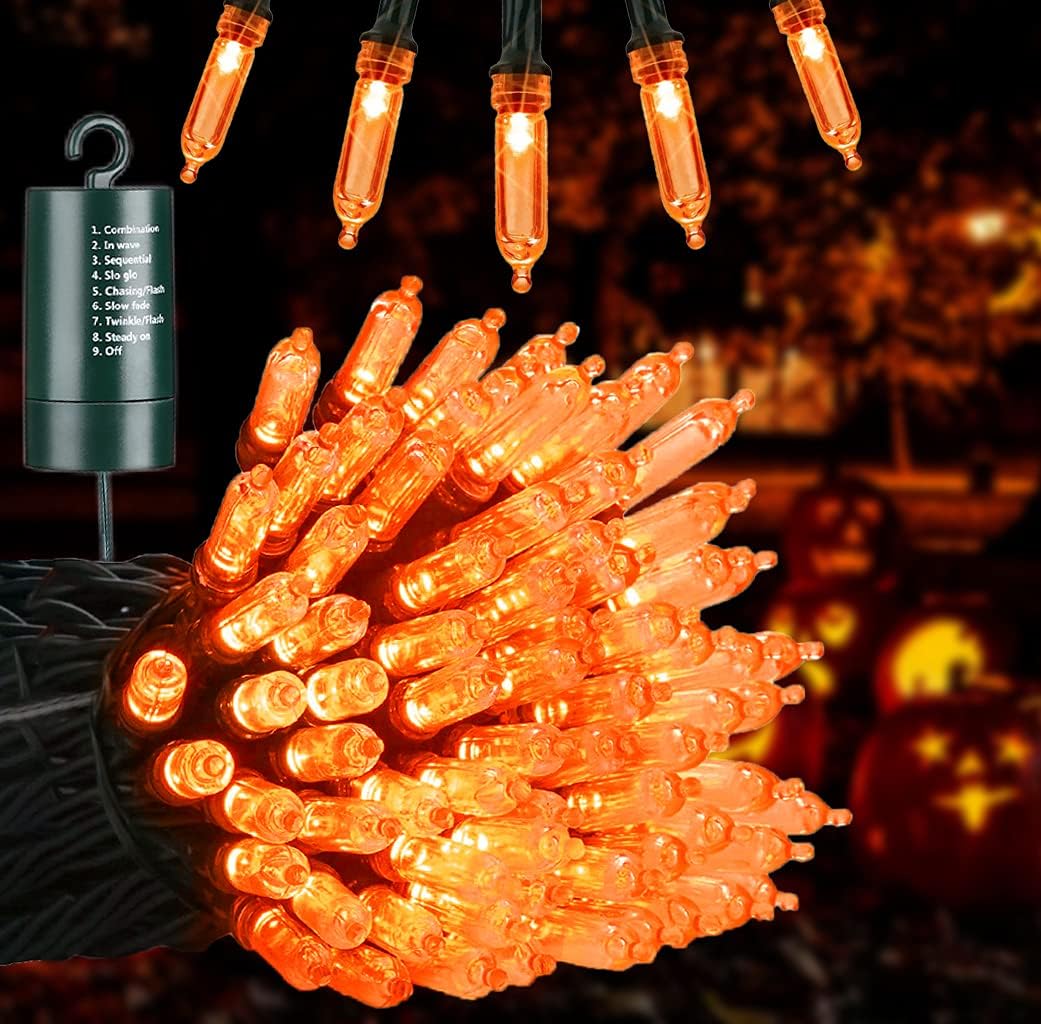 Detalle de Joomer 33FT 100-LED Orange Halloween String Lights with 8 Modes and Timer
