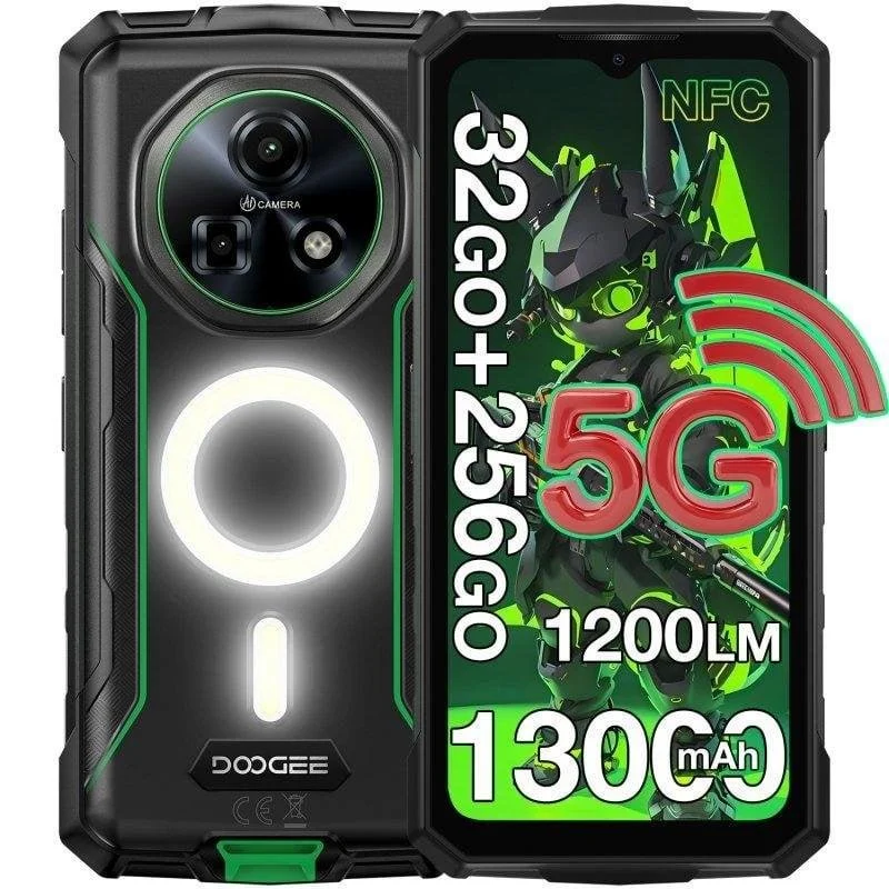 Detalle de Doogee Fire 7 Pro 5G 8GB/256GB, 6.56" Verde: autonomía y resistencia para uso en campo