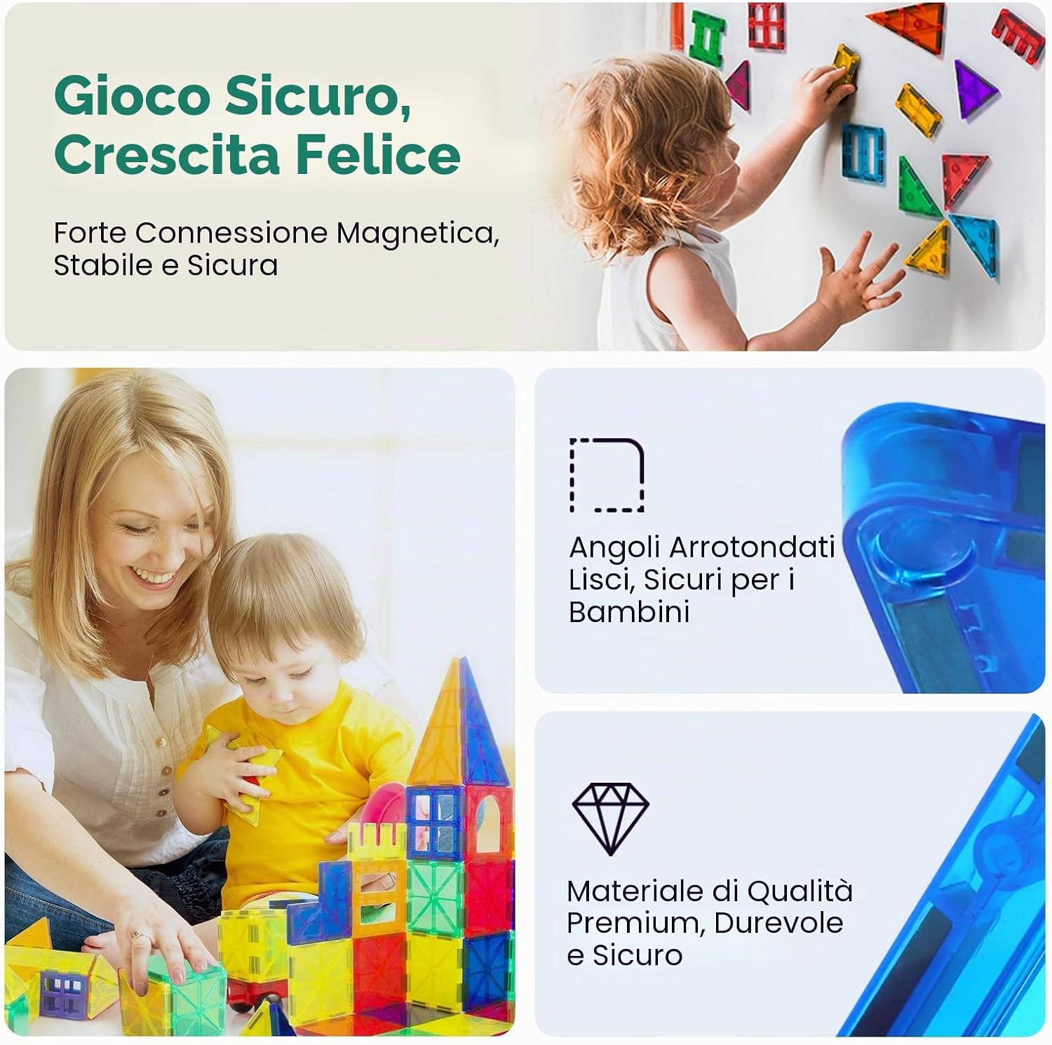 Detalle de SURFOU Costruzioni Magnetiche 58 Pezzi: blocchi da costruzione STEM per bambini 3–7 anni
