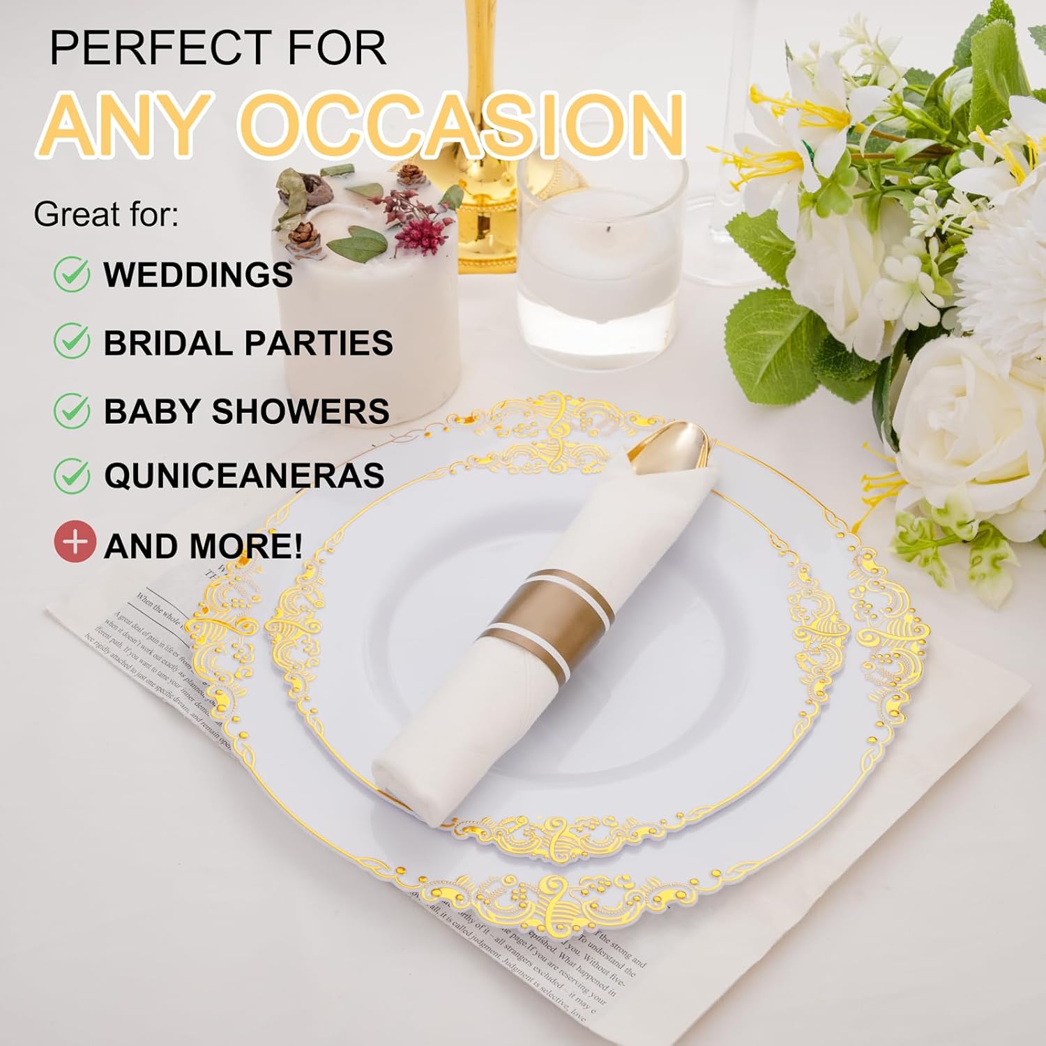 Thumbnail 4 de Joyido 400PCS Gold Plastic Cutlery Set 🍽️