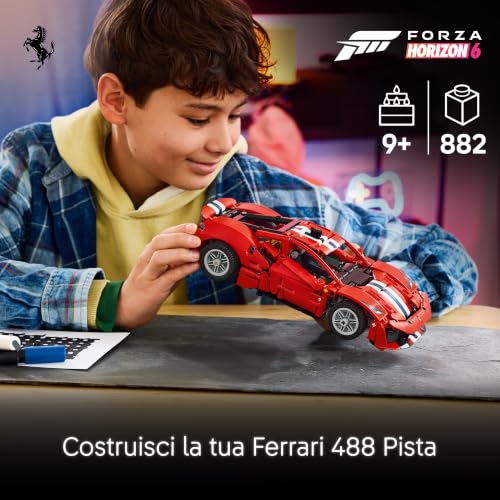 Detalle de LEGO Technic Auto Ferrari 488 PISTA 42235: il modello da collezione per giovani piloti e appassionati di Meccaniche