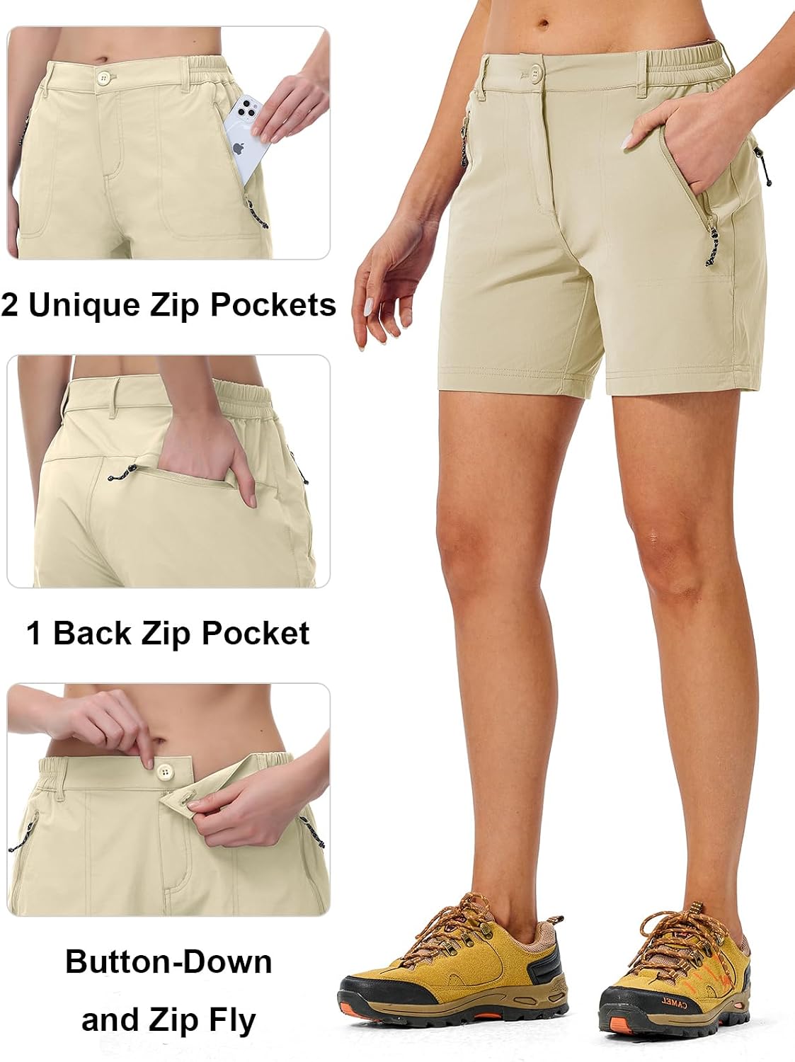 Detalle de TBMPOY Women's 6" Hiking Cargo Shorts: Quick-Dry, Lightweight with Pockets for Outdoor Activities
