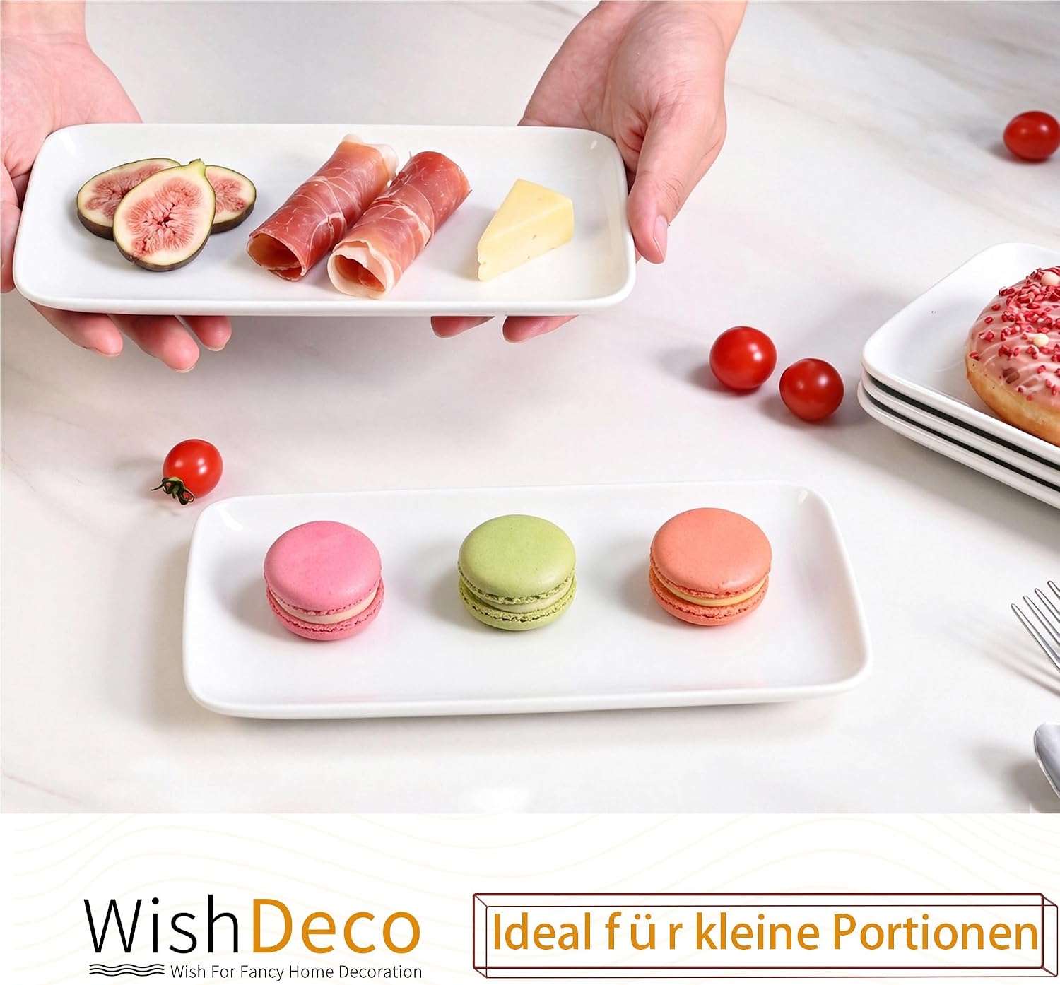 Thumbnail 5 de WishDeco 9IN-6PLATES Rectangular Ceramic Serving Plates, Set of 6, White