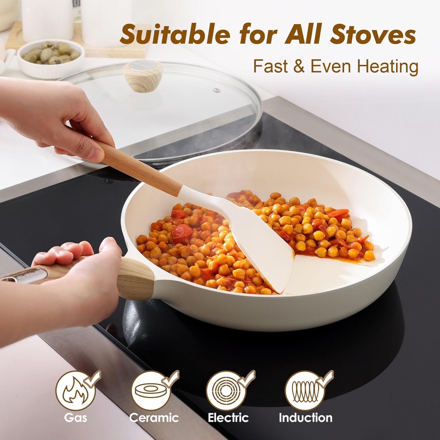 Thumbnail 2 de SENSARTE Ceramic Nonstick Frying Pan Skillet with Lid, 9.5-inch