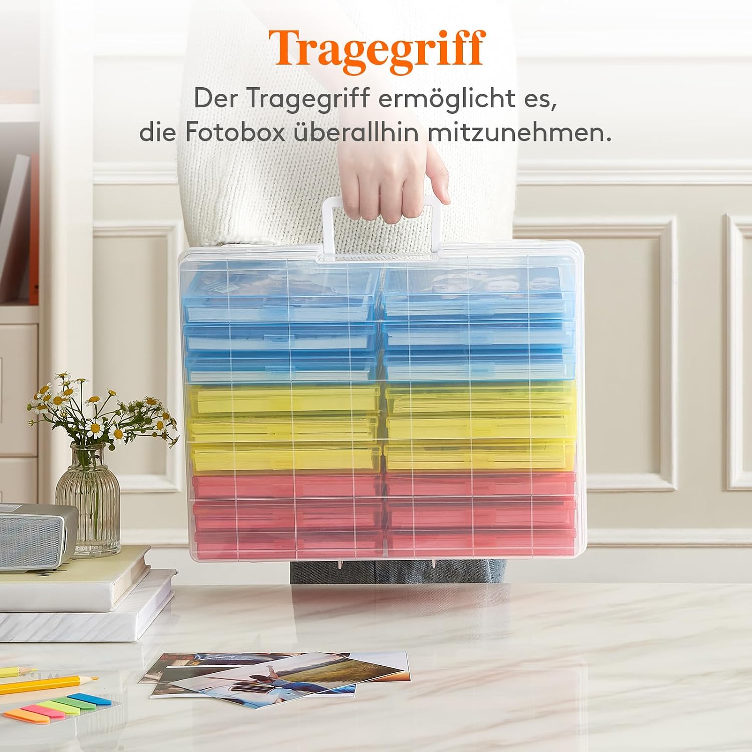 Thumbnail 6 de Lifewit Foto Aufbewahrungsbox – 18 innere Fotohalter, vielseitig einsetzbare Fotobox 10,1 x 15,2 cm