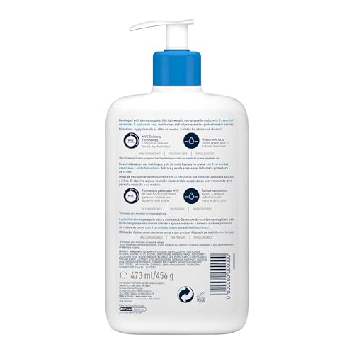 Detalle de CeraVe Loción Hidratante para Piel Seca y Muy Seca (473 ml) – Restauración de la barrera y confort