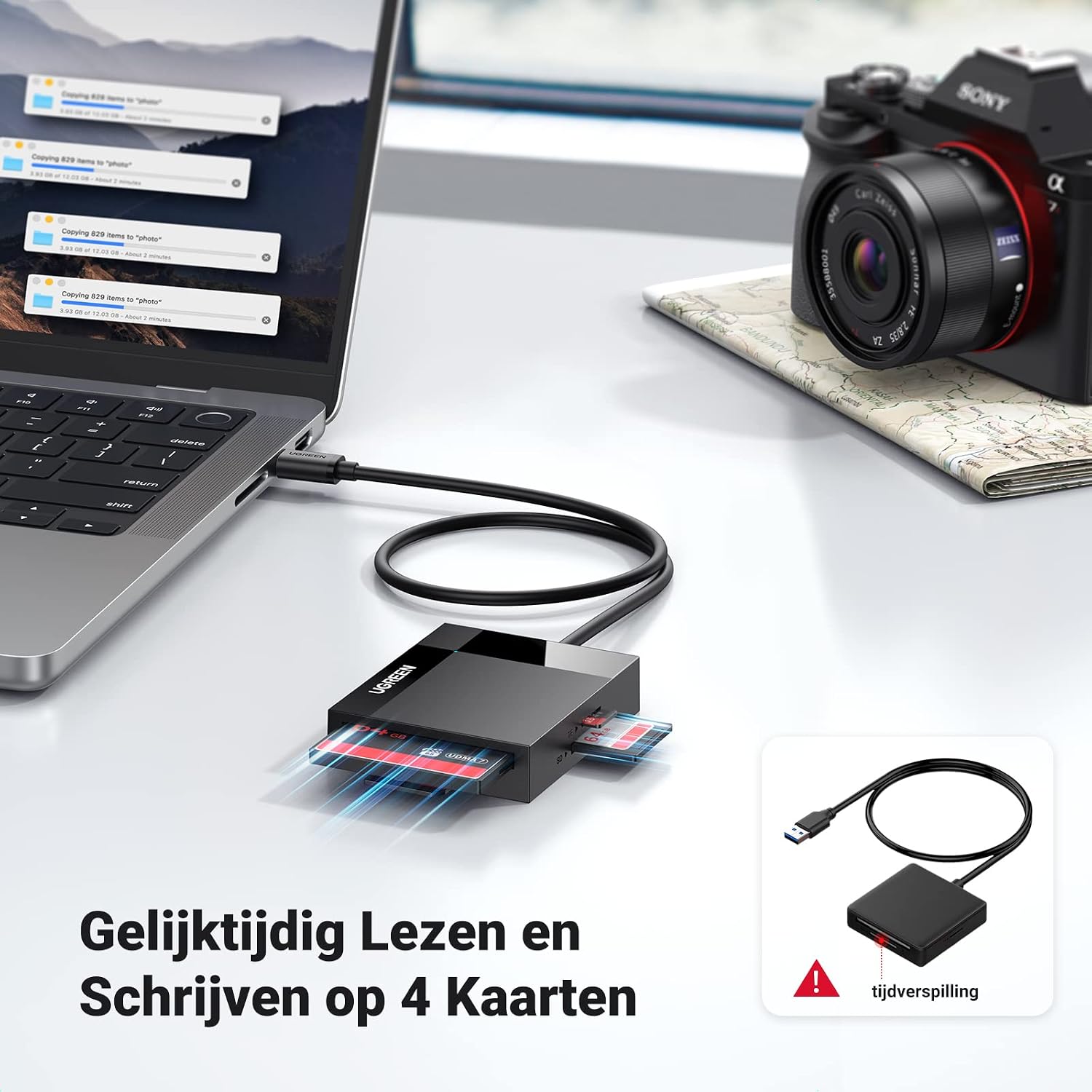 Thumbnail 3 de UGREEN 4-in-1 USB-C-kaartlezer voor SD, microSD, CF en MS