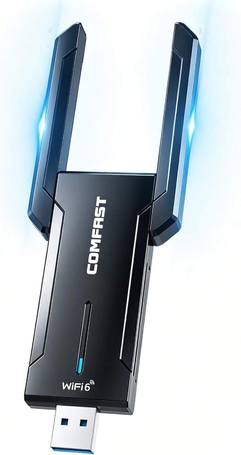 COMFAST WLAN Stick USB WLAN Adapter 5400 Mbit/s WiFi 6 – USB 3.0 Dongle mit Hochgewinn-Antennen