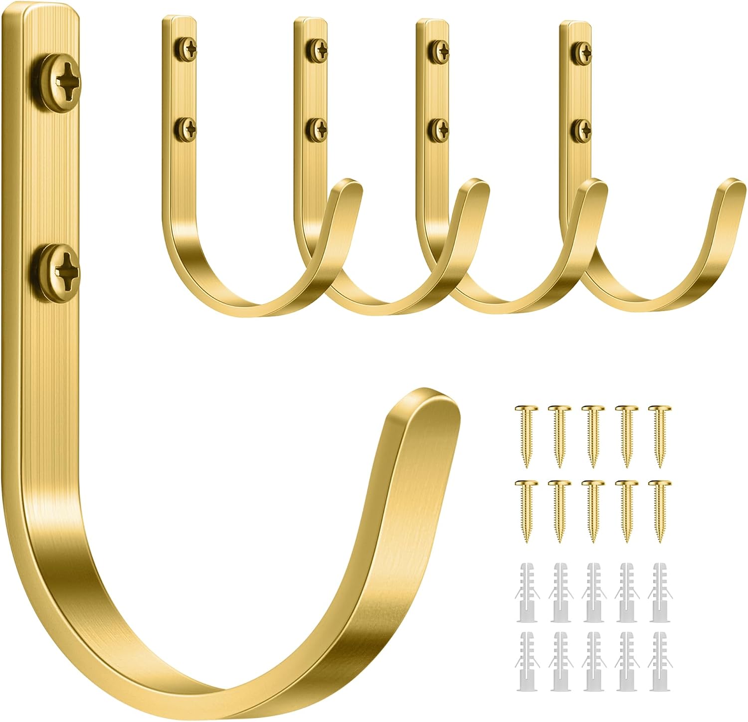 Detalle de Josmimic JCJ-5G-HKUS Wall Hooks, Brushed Gold Aluminum, 5-Pack