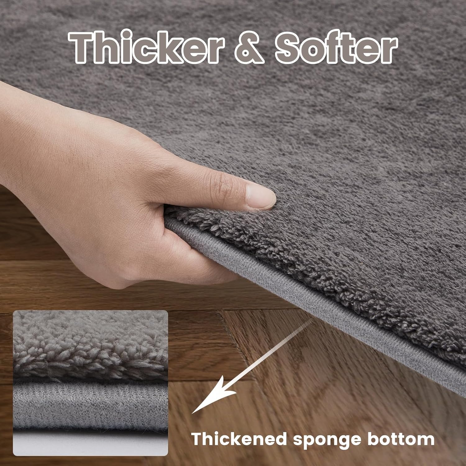 Thumbnail 1 de Grand tapis de salon uni 200x280 cm gris foncé – super doux à poils courts, antidérapant et lavable