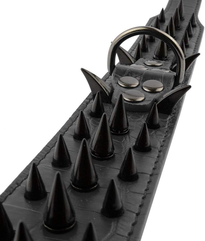 Thumbnail 2 de Haoyueer sharp spiked studded dog collar (2 inch wide) in PU faux leather