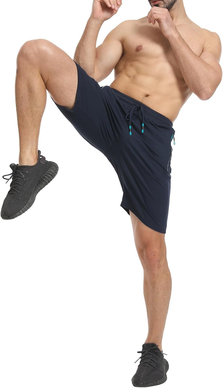 Detalle 2 de JustSun Short Homme Sport Running – coton léger avec poches zippées