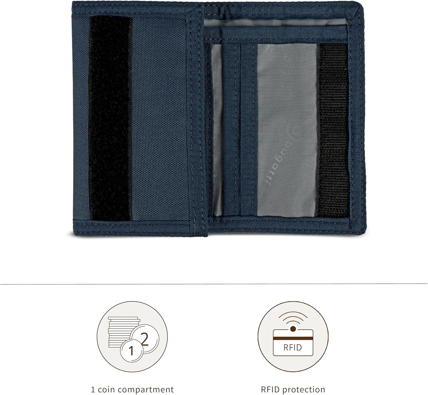 Thumbnail 4 de Bugatti Portafoglio unisex trifold con chiusura a strappo e protezione RFID – Blu Navy