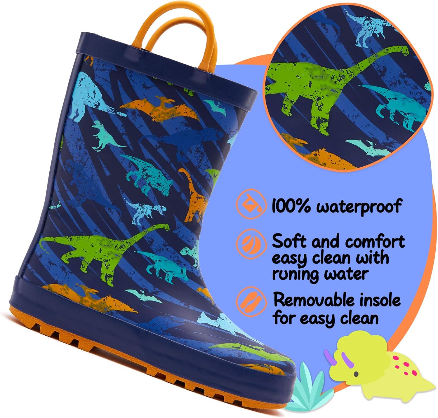 Thumbnail 2 de K KomForme Kids Waterproof Printed Rain Boots with Handles