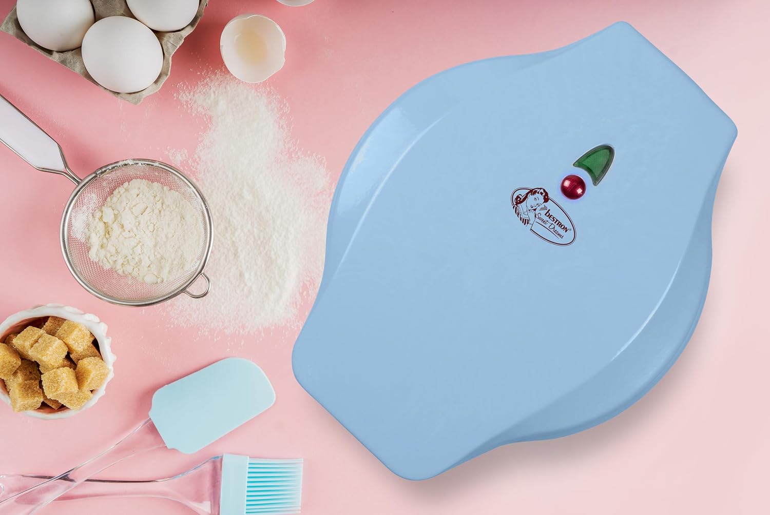 Detalle de Bestron Waffeleisen für Mini-Cookies – Tiermotiven, 700 W, Blau