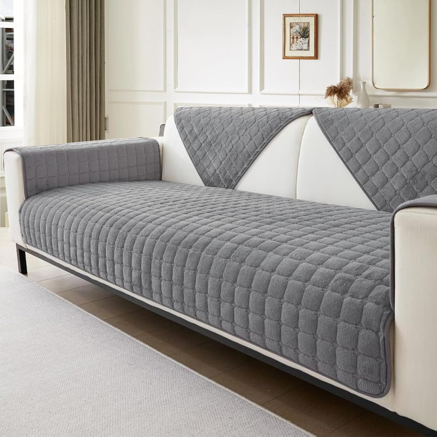 Thumbnail 6 de IMSGVIFO Sofa Sitzkissenbezug Stretch – rutschfester Überzug für Sitzkissen (Tartan)