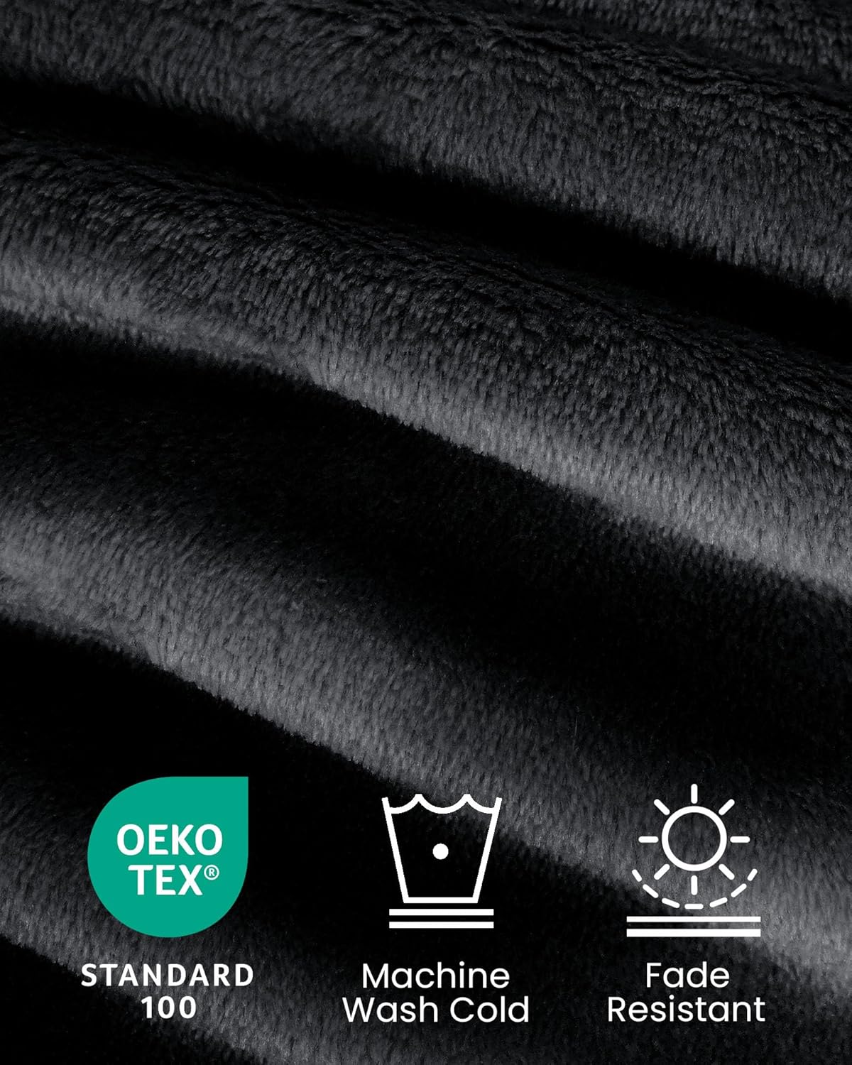 Thumbnail 5 de blunique Black Lightweight Fleece Blanket (King, 104x90 inches) – soft, cosy and easy to care for