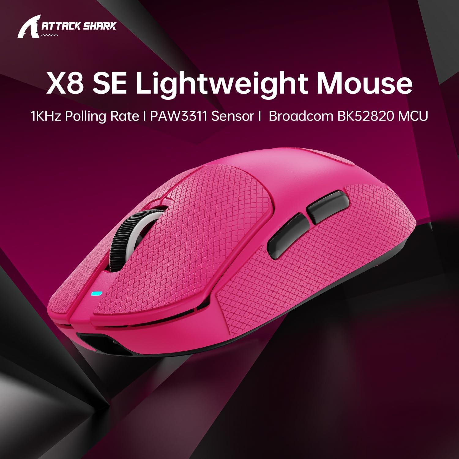 Detalle 2 de ATTACK SHARK X8SE: Ultraleichtes Gaming-Maus mit Grip Tape für große Hände