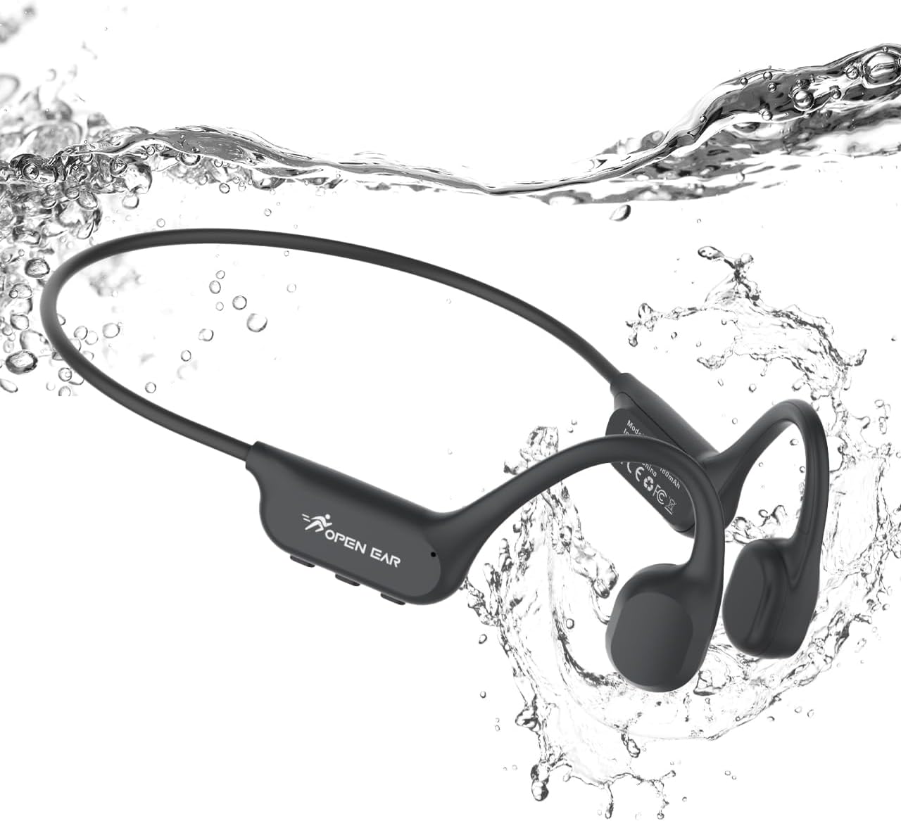 Detalle de MONODEAL Bluetooth 6.0 Bone Conduction Headphones, IPX8, 8GB MP3