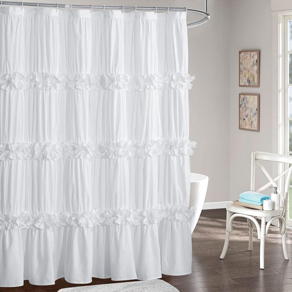 Detalle de Homechoice Decor Ruffle Shower Curtain, 72 x 84 Inches