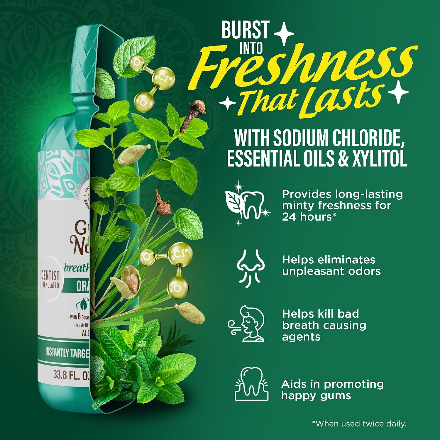 Thumbnail 4 de GuruNanda Fresh Breath Mouthwash 33.8 oz 🪥