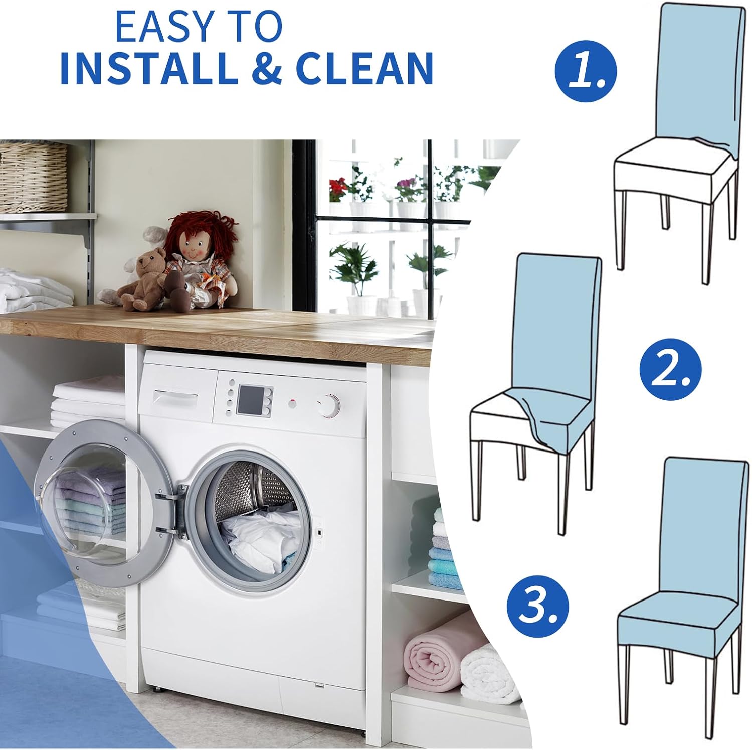 Thumbnail 6 de Ystyle lot de 6 housses de chaise extensibles pour salle à manger, rouge