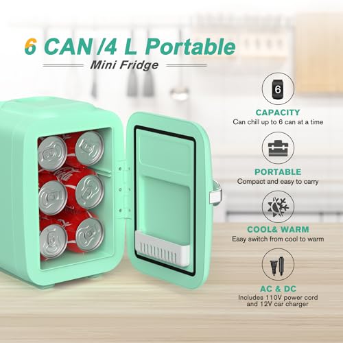 Thumbnail 1 de CROWNFUL Mini Fridge 4 Liter: Portable Cooler and Warmer for Skin Care, Cosmetics and Snacks