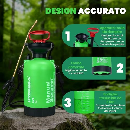 Detalle 2 de HYCHIKA Spruzzatore a pressione 5 litri con ugello regolabile e lancia angolata