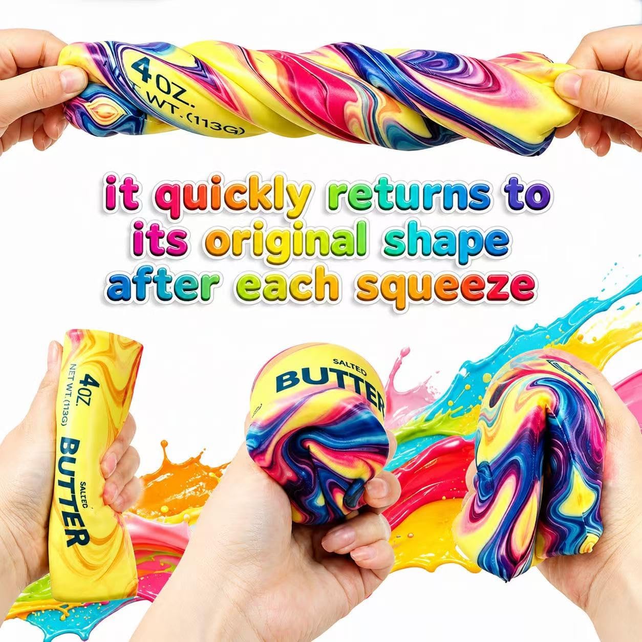 Detalle de 3PCS Butter Squishy Stress Toy — Soft Gel Fidget Set for Anxiety Relief and Focus