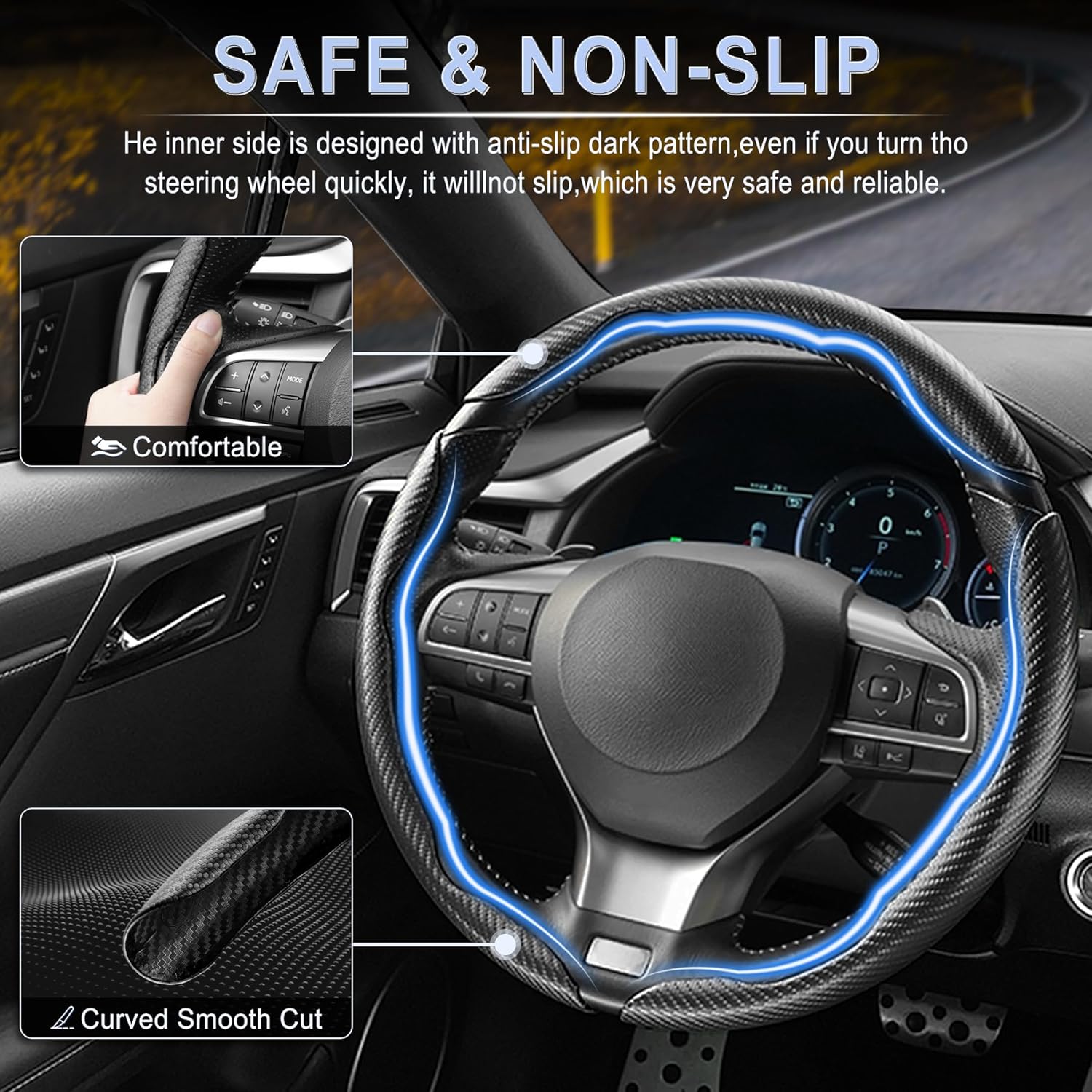 Thumbnail 2 de Amiss 3pc Carbon Fiber Steering Wheel Cover