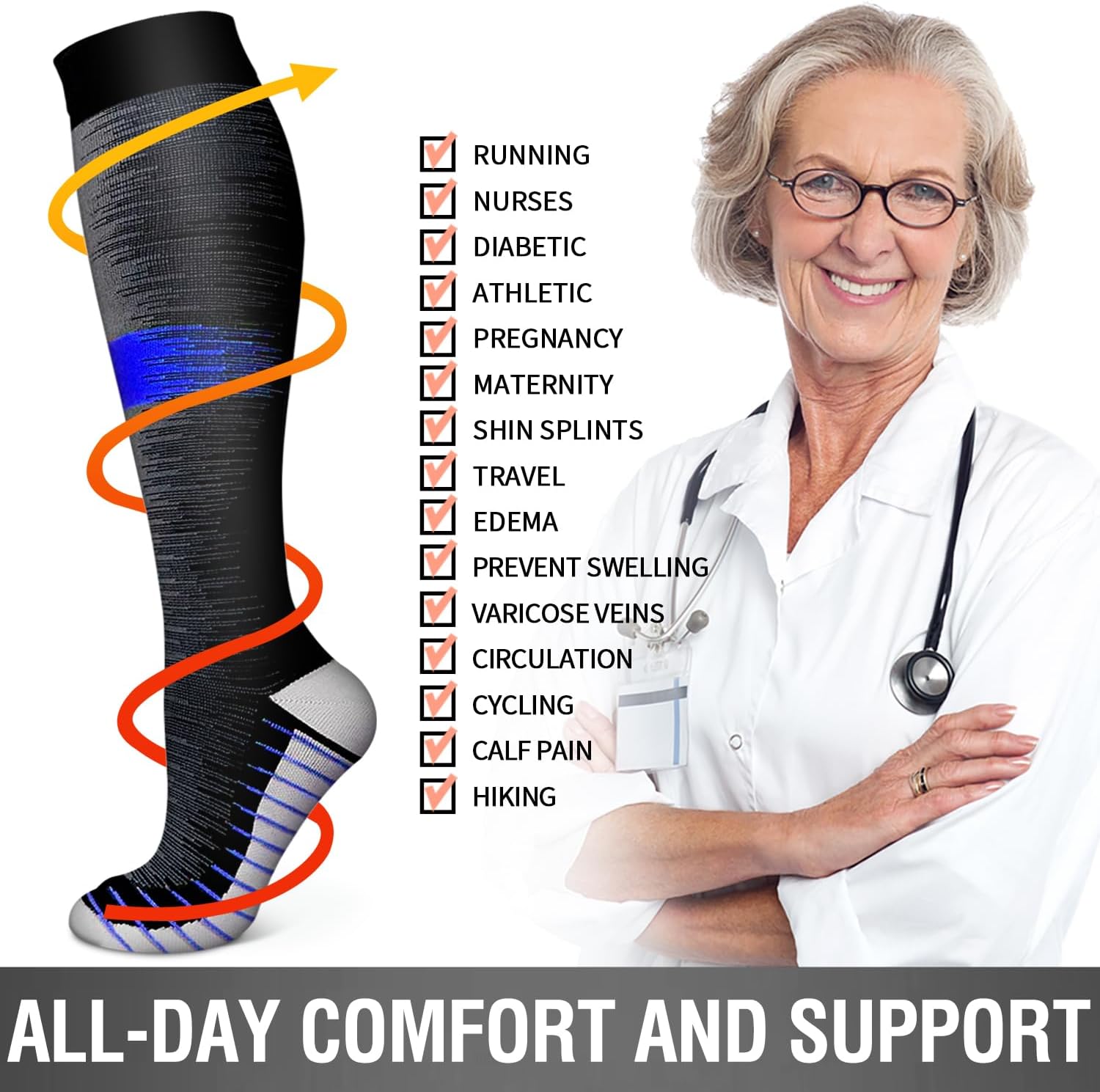 Detalle de Copper Compression Socks, 6-Pack