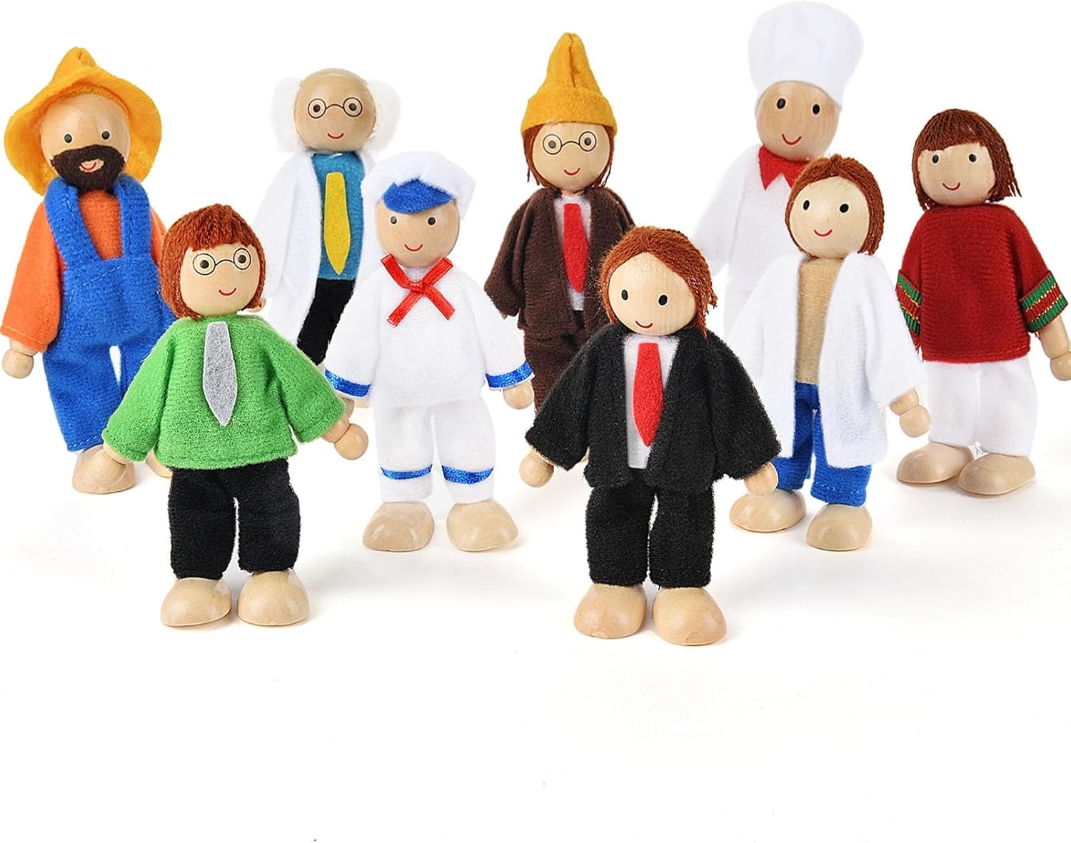 Thumbnail 3 de Aolso Maison de poupées en bois – Lot de 9 personnages pour jeux imaginatifs
