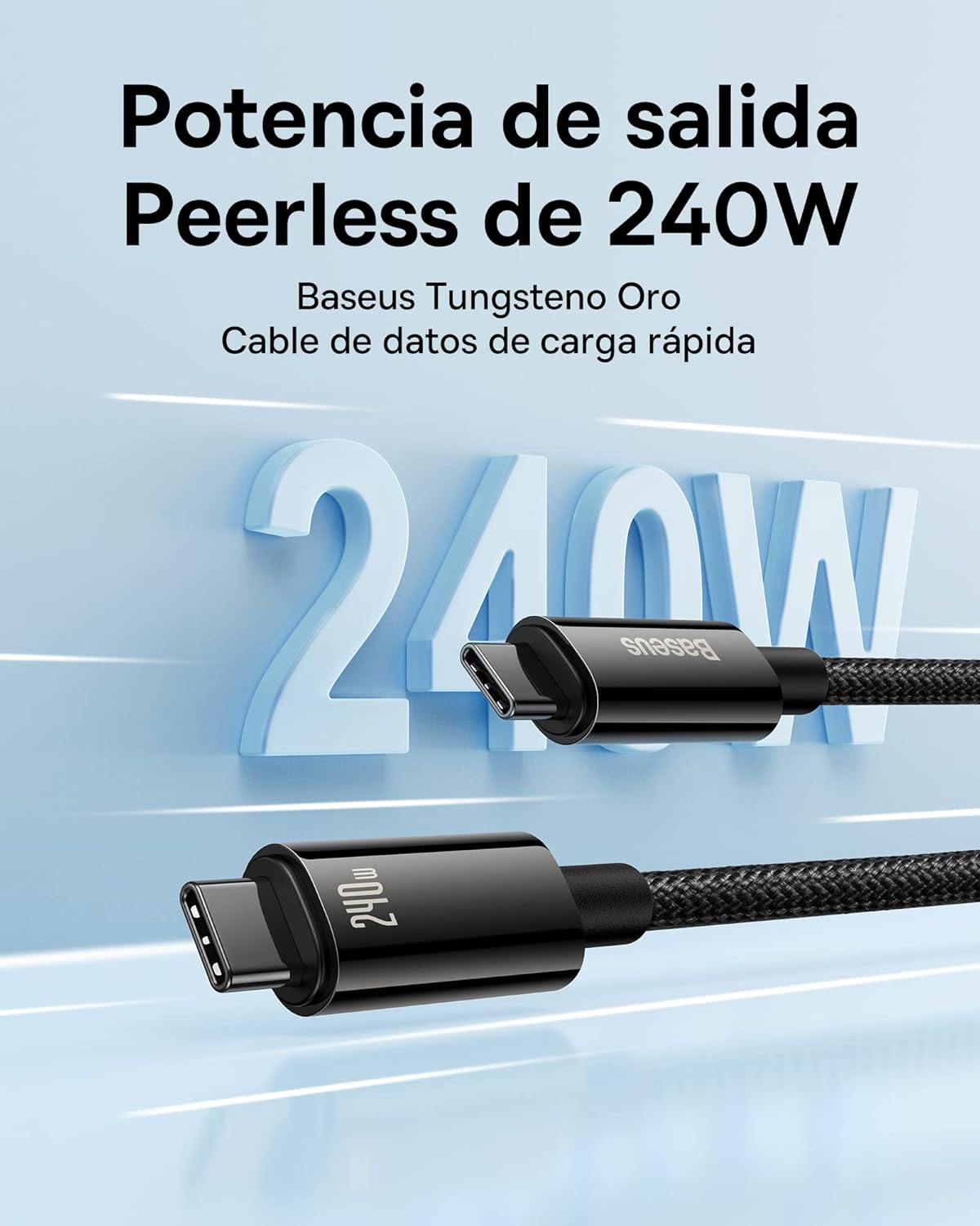 Thumbnail 1 de Baseus Cable Nylon USB C 240W - Carga Rápida ⚡