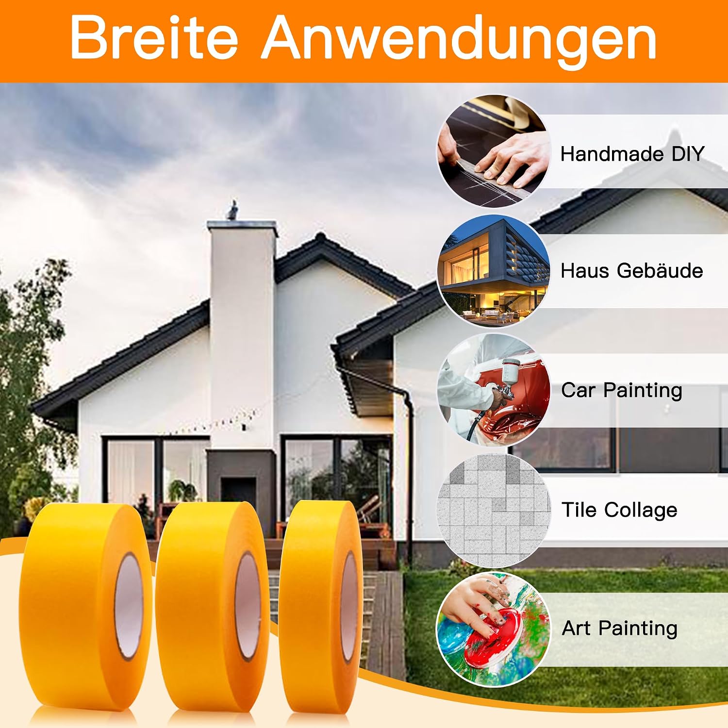 Thumbnail 6 de Taiyeestar Malerkrepp Goldband 4 Rollen 30 mm x 50 m – Profi-Abdeckband für präzise Malerarbeiten