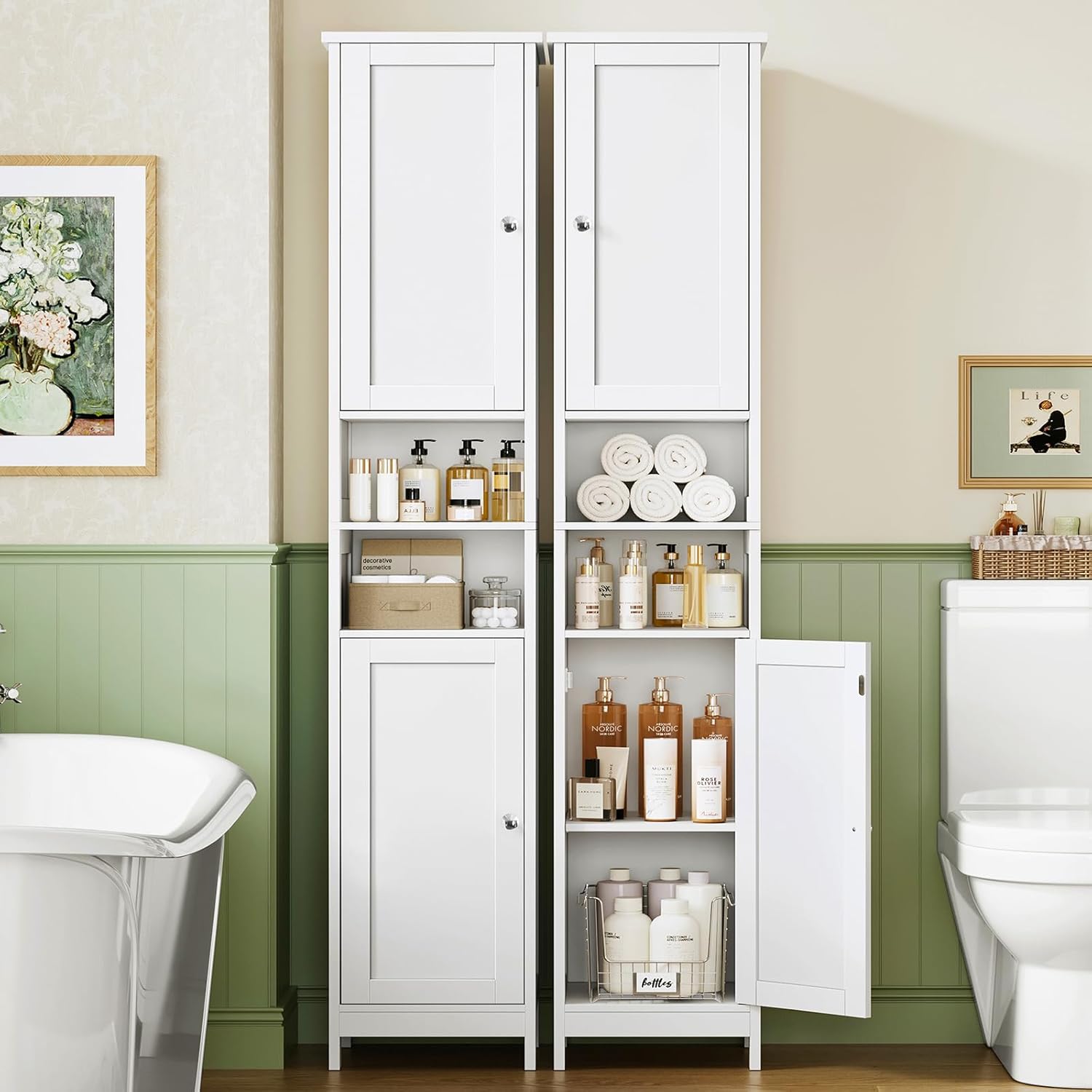 Detalle de TEENFON Bathroom Storage Cabinet, 67-Inch