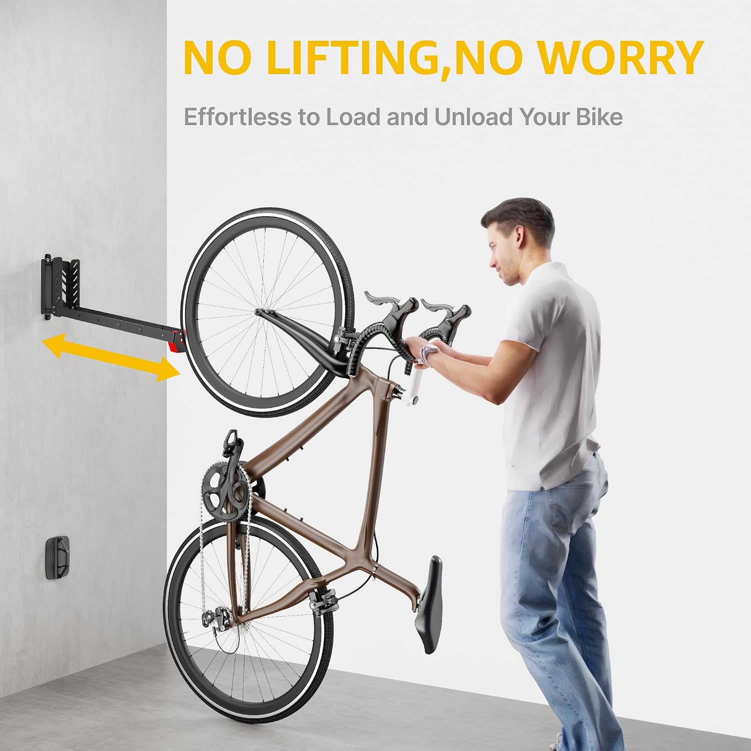 Detalle 2 de monTEK Bike Wall Mount & Swivel Wall Rack – Adjustable vertical bike storage (up to 35kg)