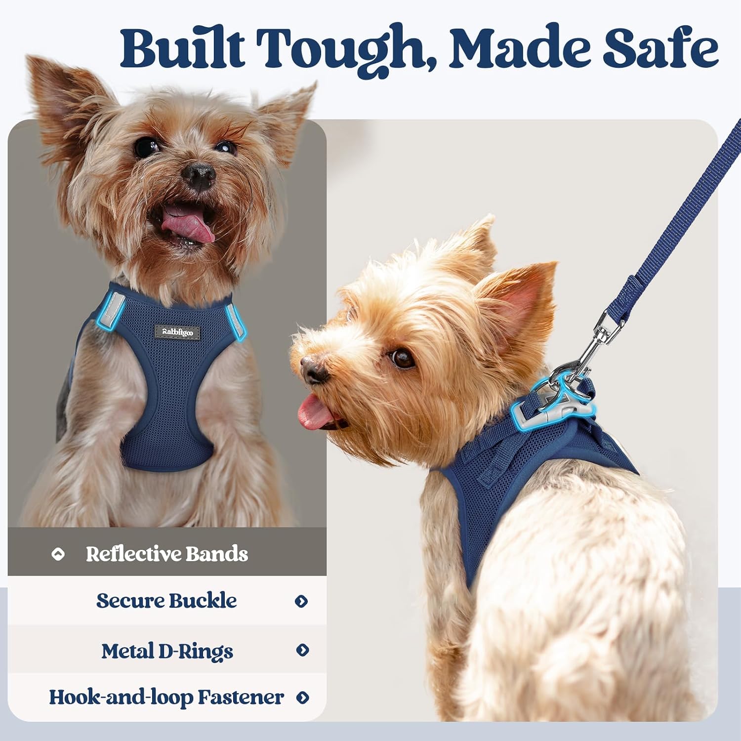 Thumbnail 4 de rabbitgoo Small Dog Harness and Lead Set (XXS) – Step-in Mesh Harness with 1.5m Lead in Navy