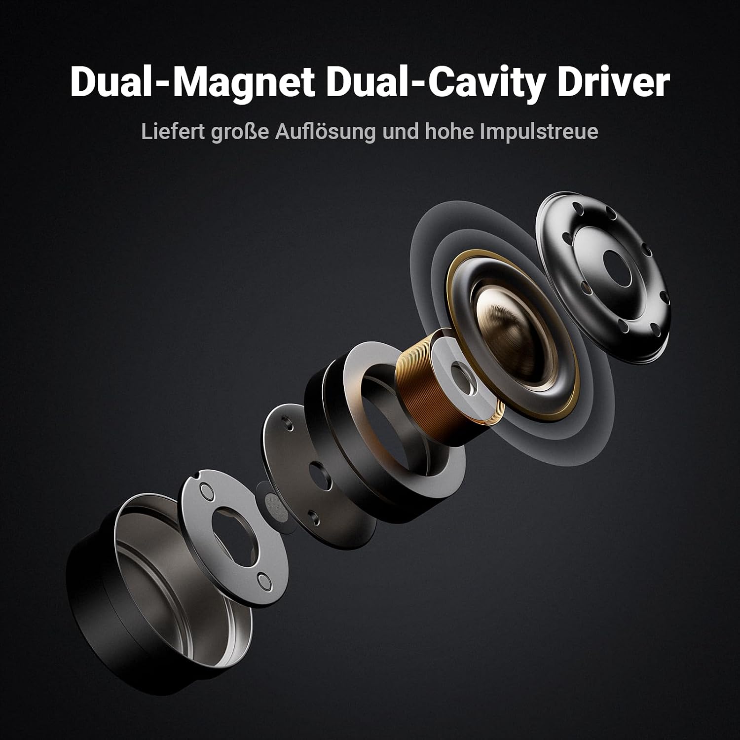 Detalle de Fosi Audio IM4 Offene Hi‑Fi-In-Ear-Monitor-Kopfhörer – 10 mm Beryllium-Treiber, N52 Doppelmagnet, Doppelkammer, silber
