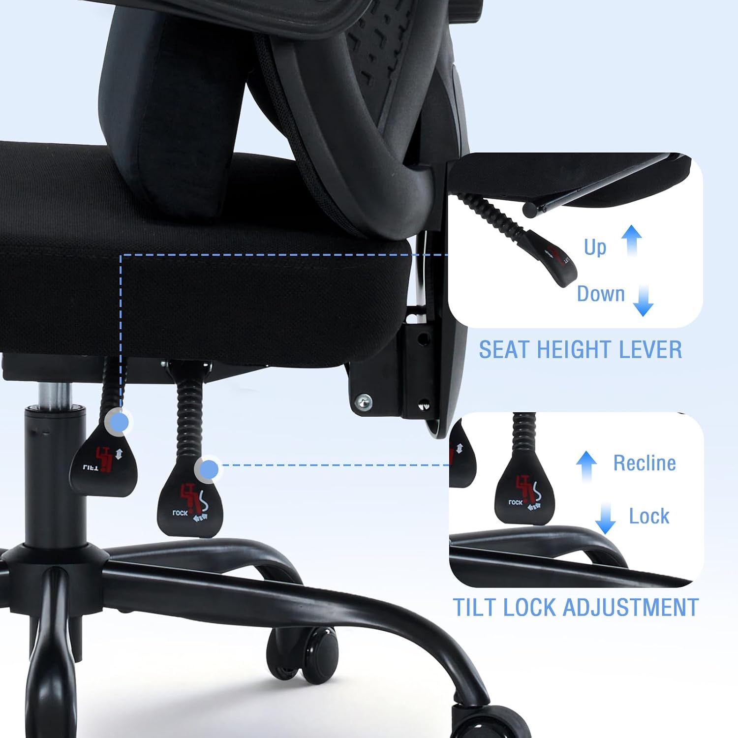 Detalle 2 de Ergonomic Office Chair with Footrest, Mesh Back