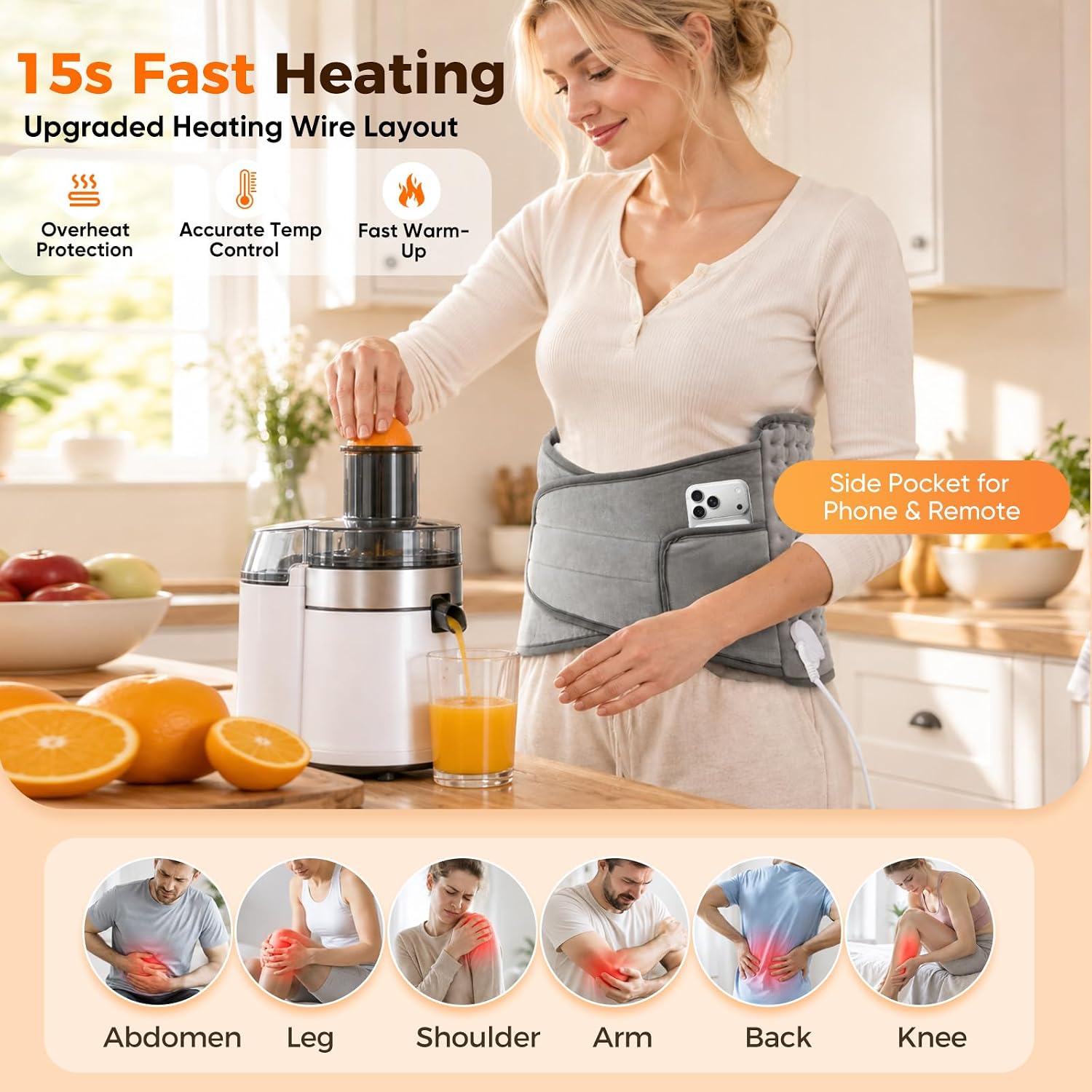 Detalle 2 de Irrespek HB-150130 Wearable Heating Pad with 9 Heat Settings and Timer