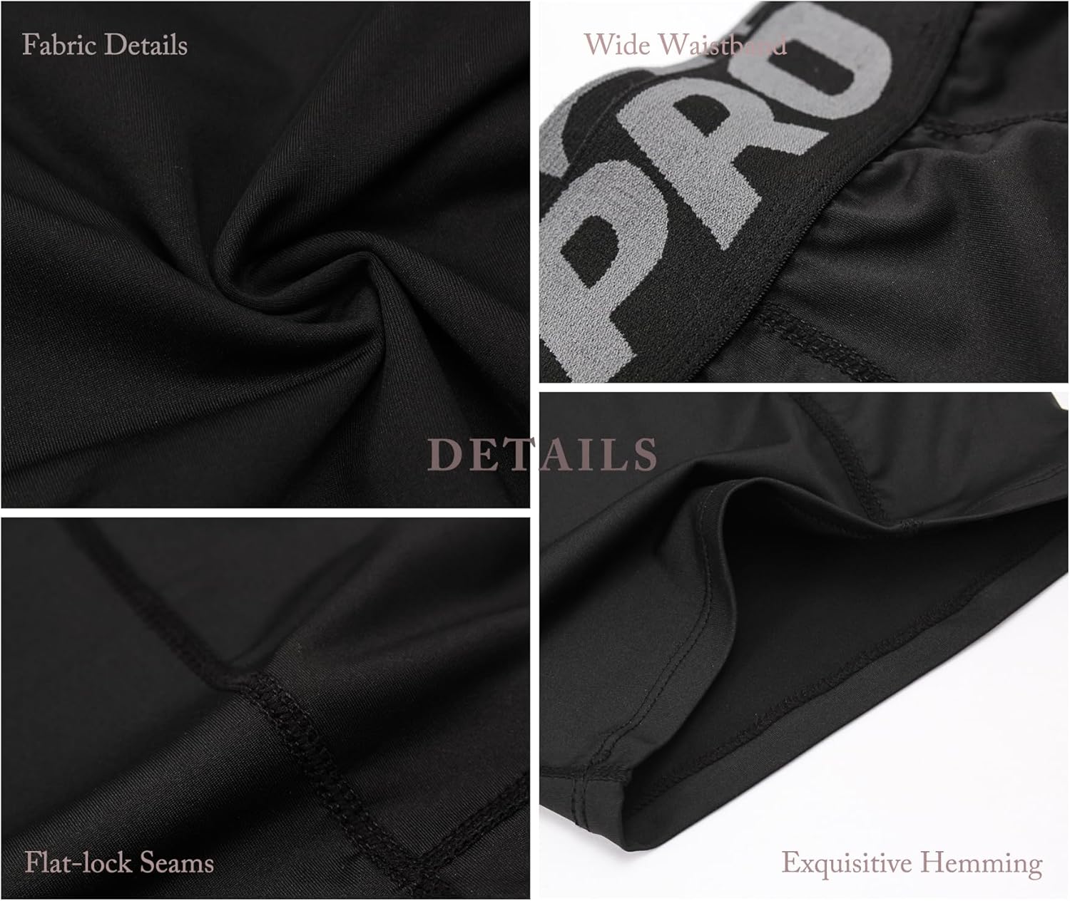 Detalle de Compression Shorts Mens 3 Pack – Anti-Chafe Base Layer for Running, Cycling and Workout