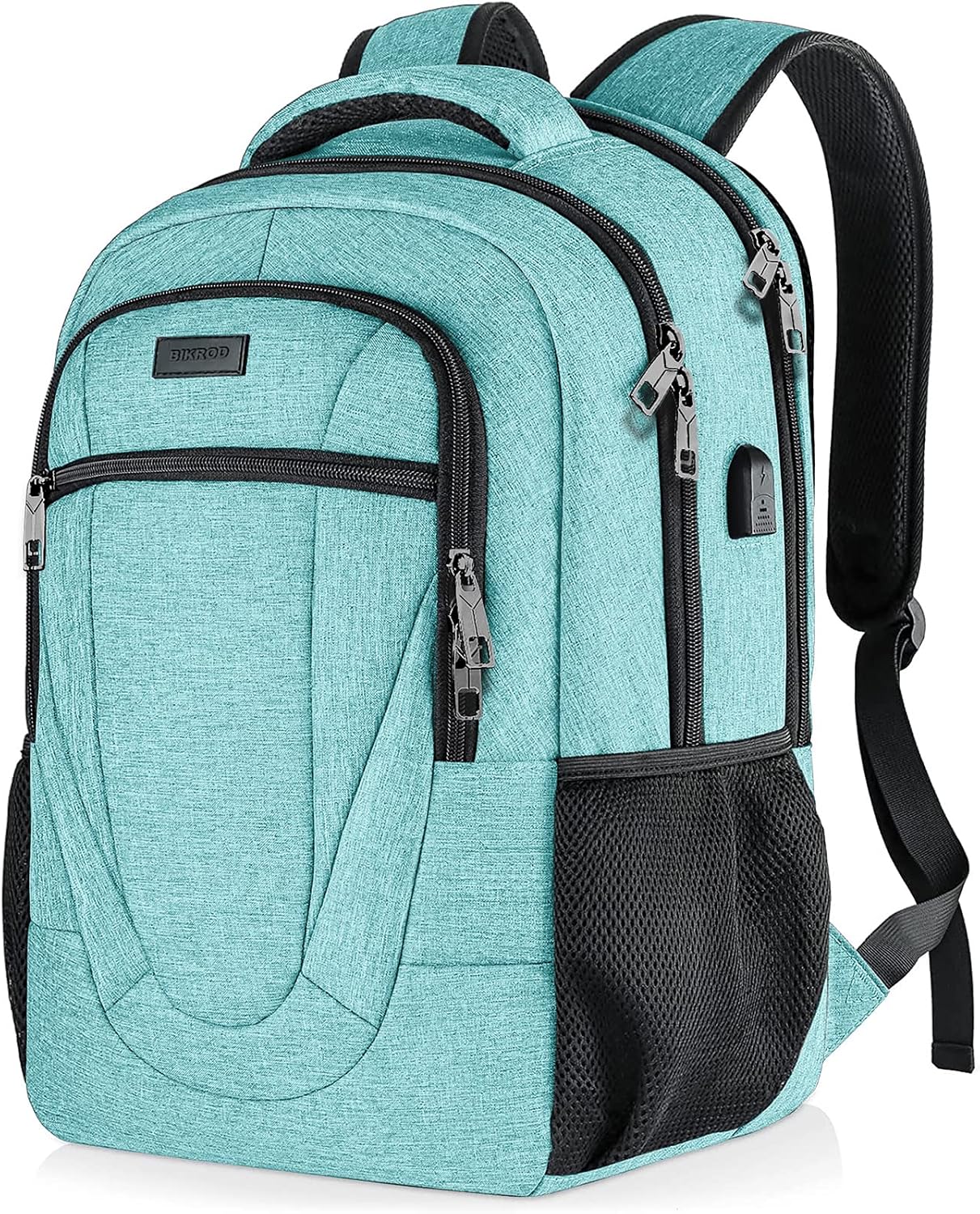 Detalle de BIKROD Rucksack Herren & Damen – wasserdichter Schulrucksack mit 17,3‑Zoll-Laptoptasche und USB-Anschluss