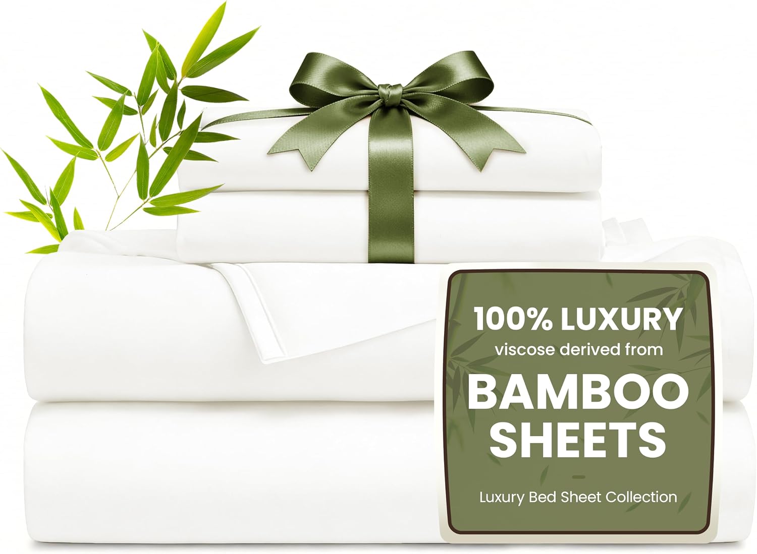 Detalle de Love's cabin 4-Piece Full Sheet Set: Bamboo Rayon, Deep Pocket, Breathable & Silky-Smooth