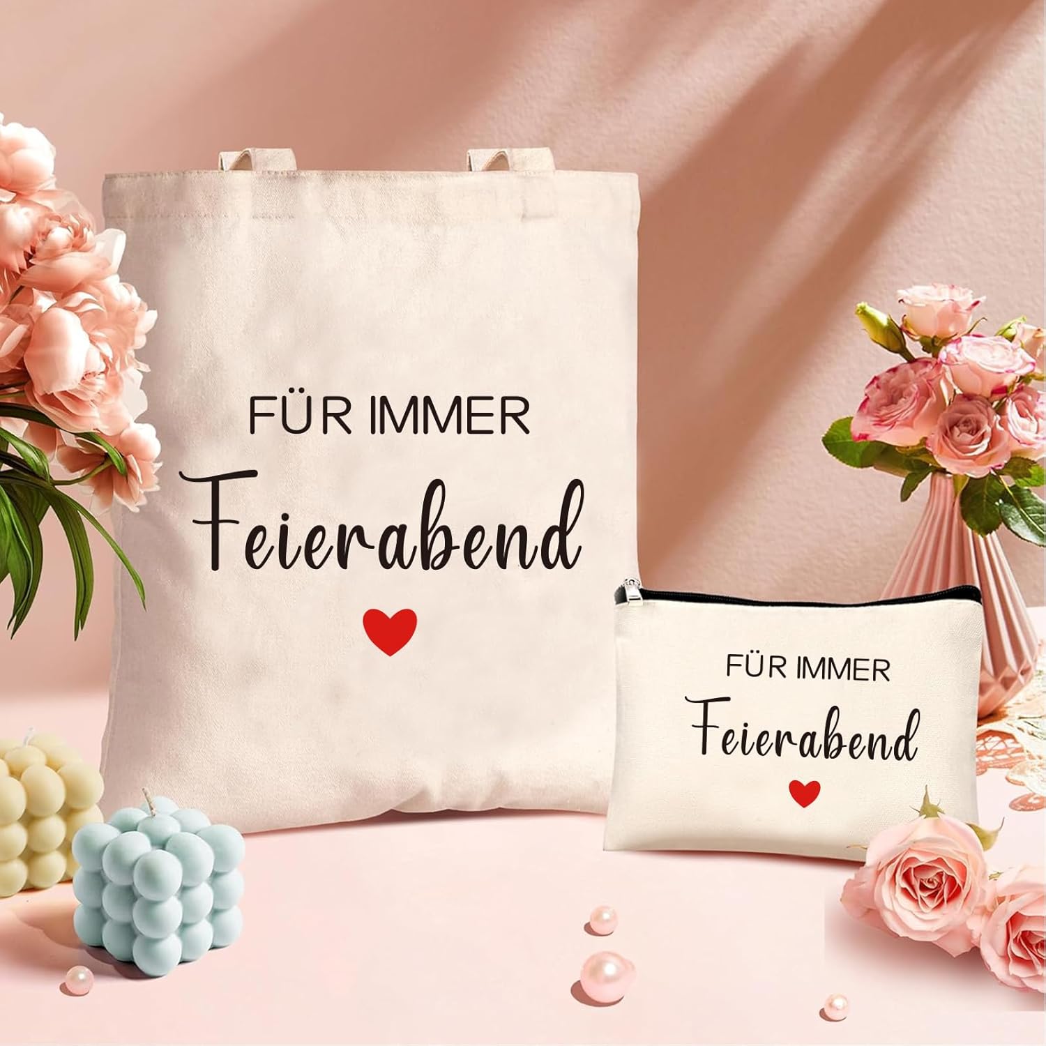 Detalle de hamatata Oma Geschenk: Canvas Tragetasche mit Kosmetiktasche – personalisiertes Geschenk zur Geburtstage, Muttertag und mehr