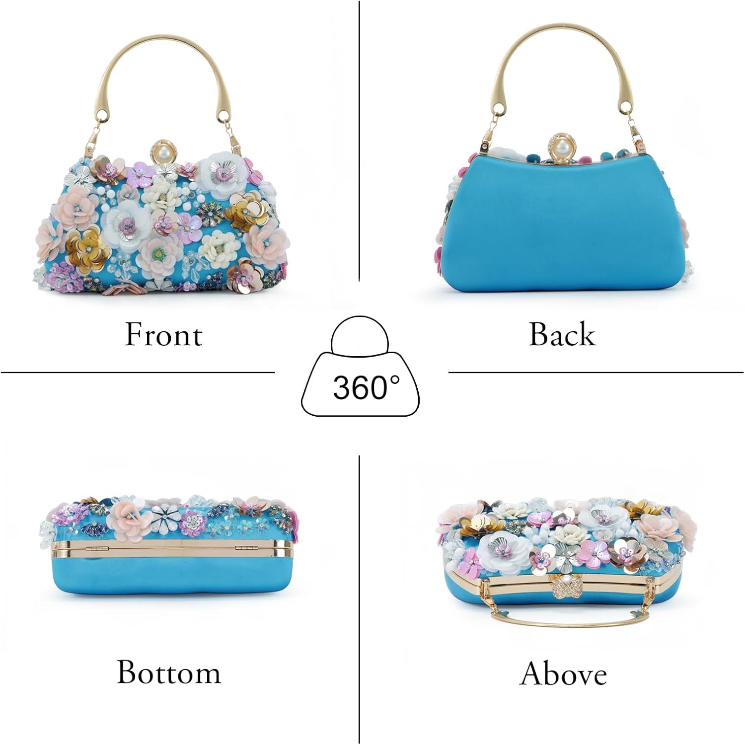 Thumbnail 2 de Fecialy Blume Kupplung Handtasche 8,3 Zoll Länge