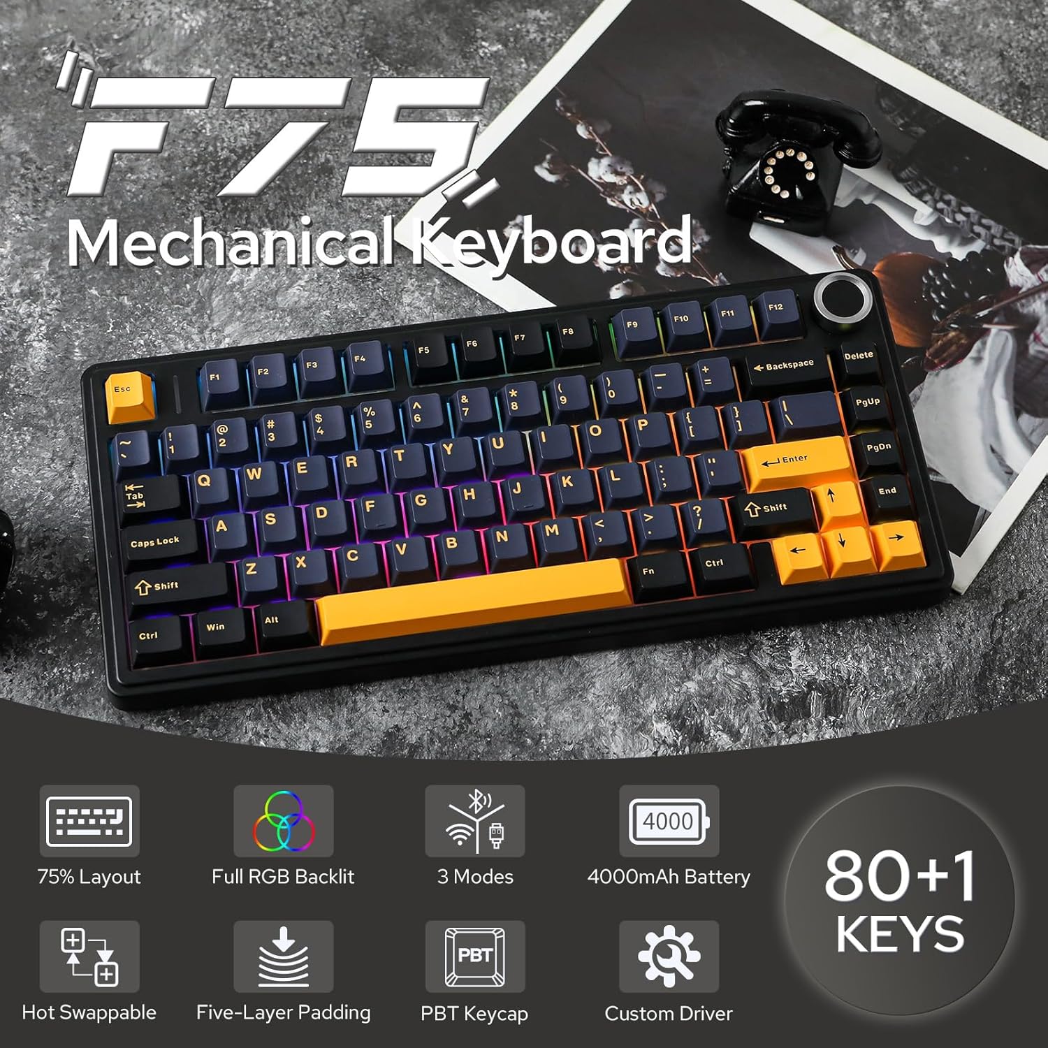Detalle 2 de EPOMAKER AULA F75 Wireless Mechanical Keyboard