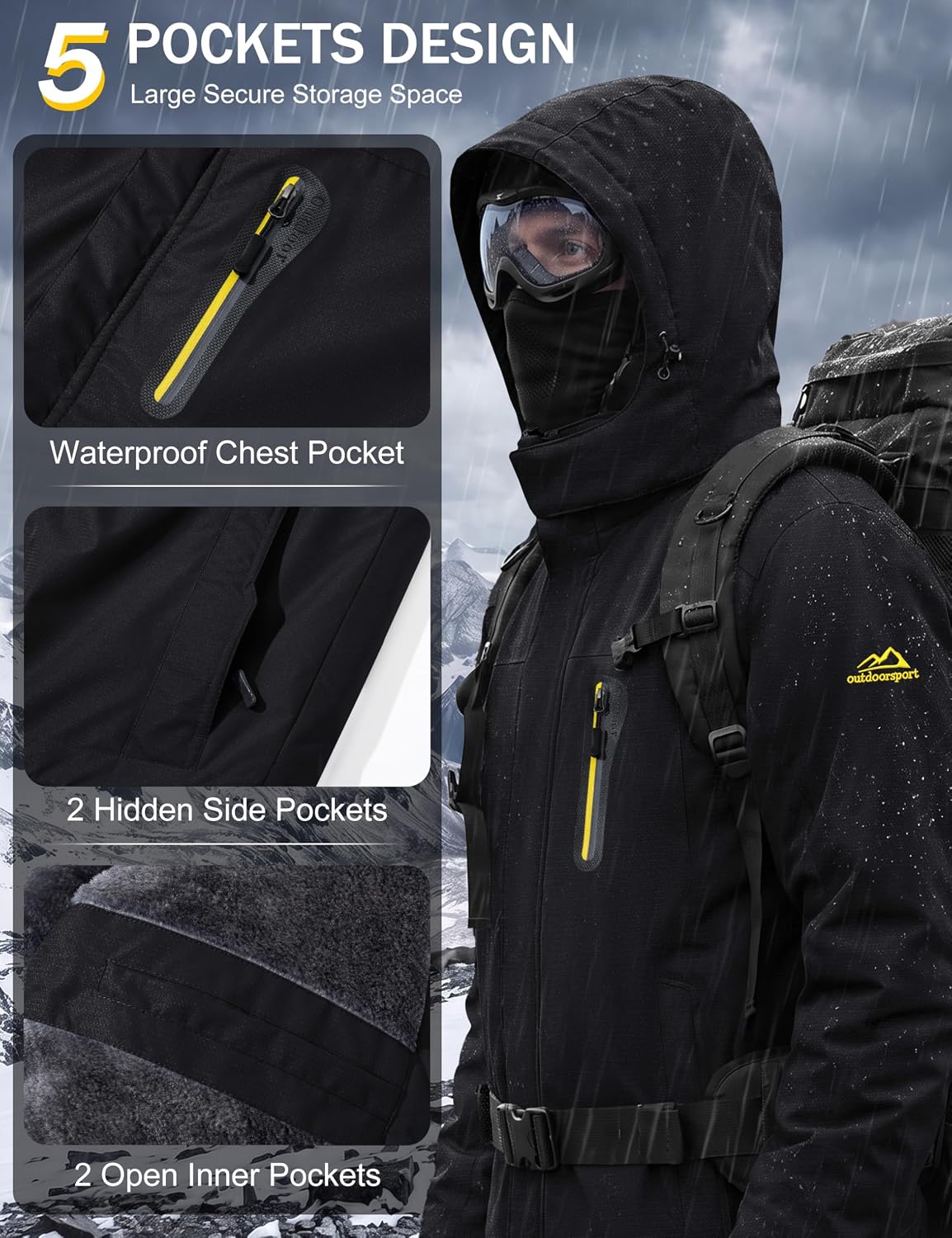 Thumbnail 4 de TACVASEN Winter Ski Jacket men’s waterproof parka