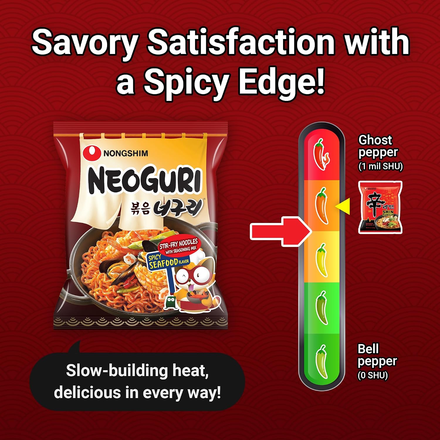 Detalle 2 de Nongshim Neoguri Stir-Fry Korean Ramen Noodles, 4-Pack, Spicy Seafood
