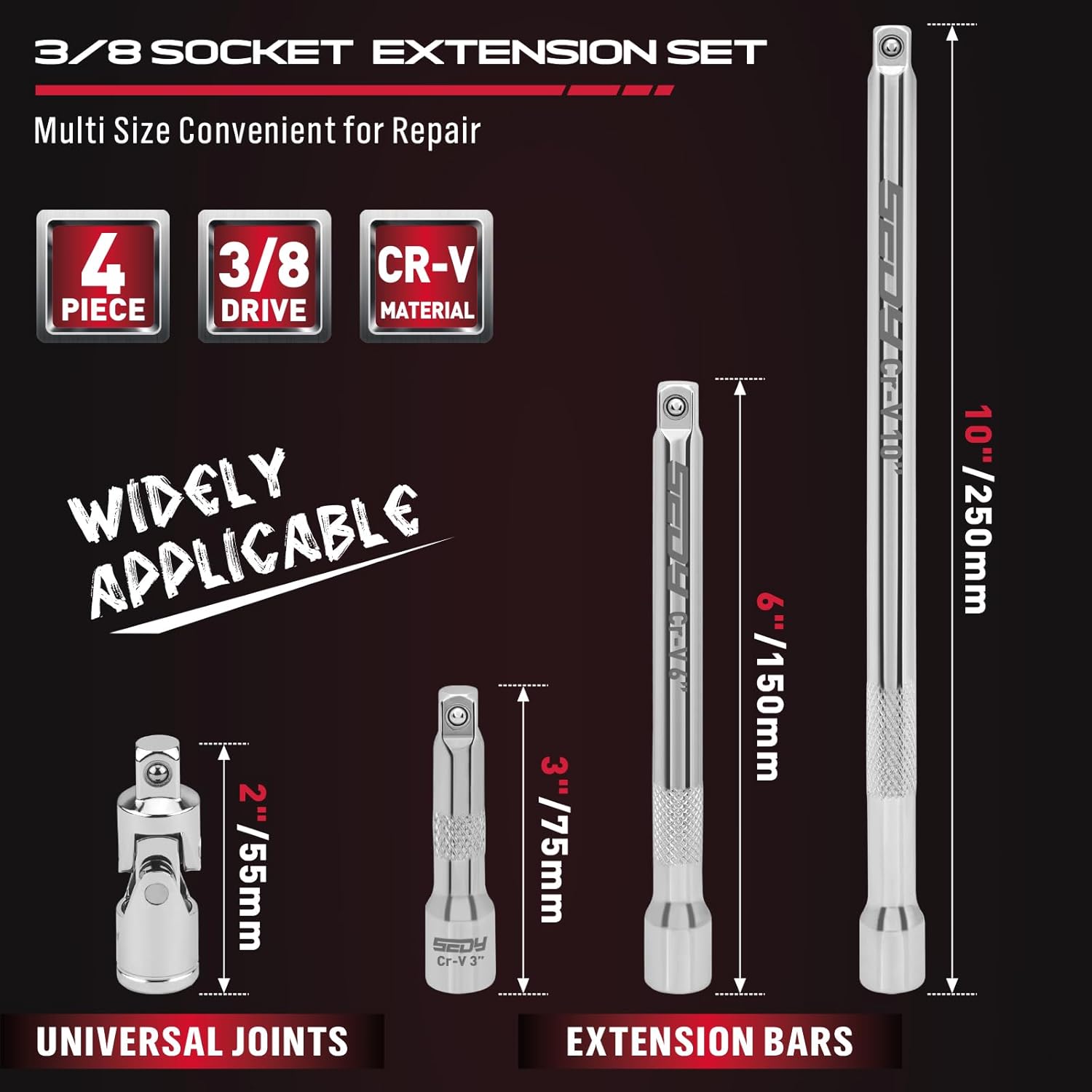 Detalle 2 de SEDY 4-Piece 3/8in Drive Socket Set